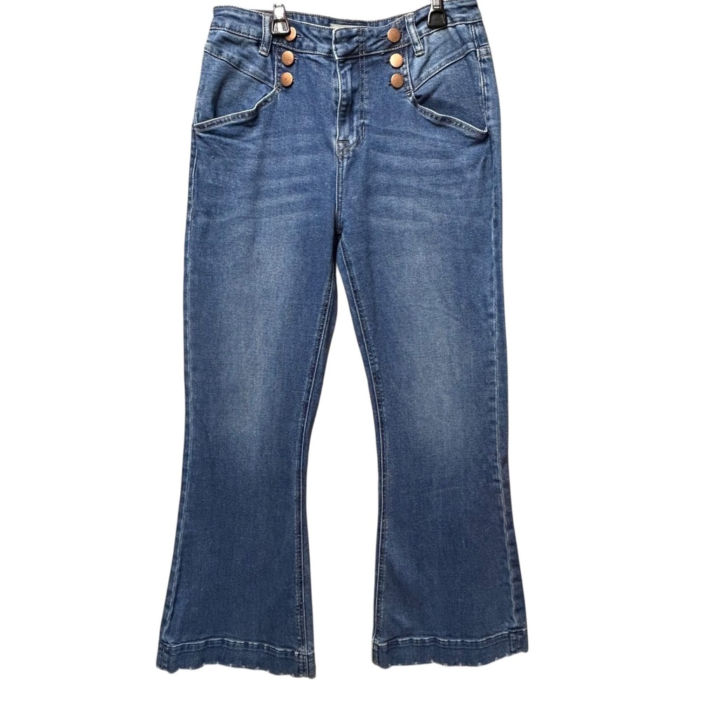 Rock & Roll Cowgirl Lady High Rise Button Detail Trouser Jean 31x32 --‎ READ